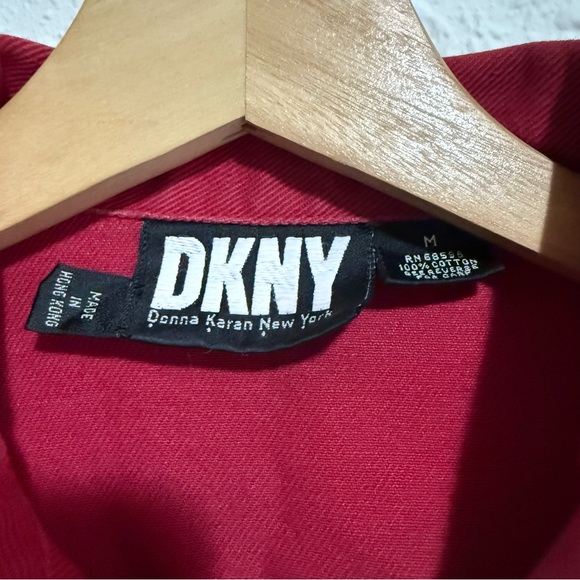 DKNY jeans‎ culture M Vibrant Red Embroidered patches crop bomber Jacket zip Y2K - Picture 4 of 8